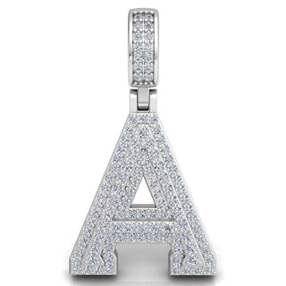 3 Carat Round Cut Moissanite Letter "A" Pendant White Gold
