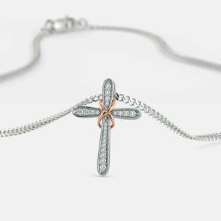 2 Ct Round Cut Moissanite Cross Pendant in White Gold