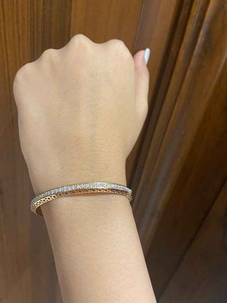 1.50 Ct Round Cut Moissanite Bangle Bracelet in Yellow Gold For Women