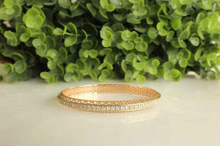 1.50 Ct Round Cut Moissanite Bangle Bracelet in Yellow Gold For Women