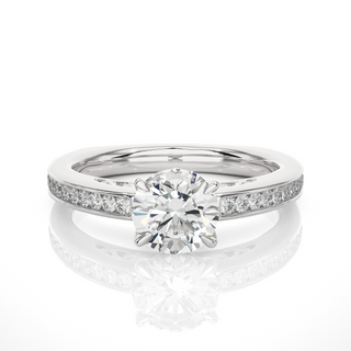 1.40 Ct Round Moissanite Basket Set Filigree Ring In Yellow Gold
