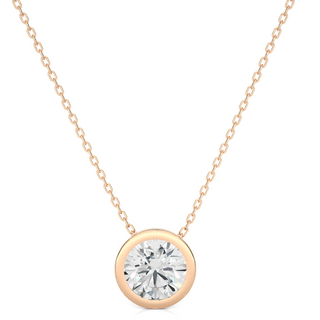 1.50 Ct Bezel Round Stone Moissanite Pendant In Rose Gold