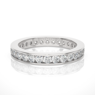 2 Ct Round Cut Moissanite Channel Set Wedding Ring In Silver For Women's
