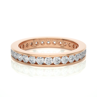 2 Ct Round Moissanite Channel Set Wedding Ring In Rose Gold For Women's