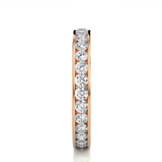 2 Ct Round Moissanite Channel Set Wedding Ring In Rose Gold For Women's