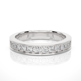 0.5 Ct Moissanite Bead Bright Setting Wedding Band In Rose Gold