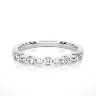 0.5 Carat Five Stone Round Moissanite Wedding Band In White Gold