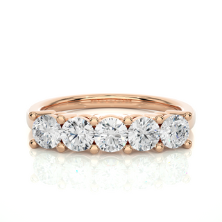 0.50 Ct Five Stone Moissanite Wedding Band In Rose Gold