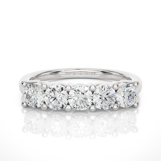 0.50 Ct Five Stone Moissanite Wedding Band In White Gold