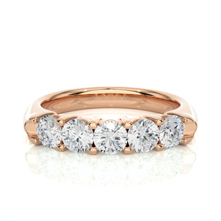 1 Carat Shared Prong Five Stone Moissanite Ring in Rose Gold