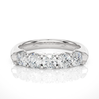 1 Carat Shared Prong Five Stone Moissanite Ring in Silver