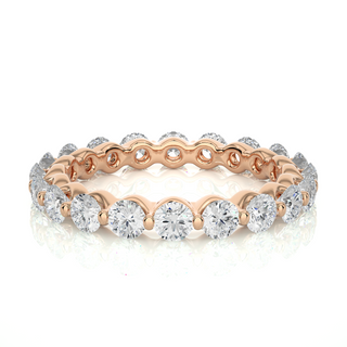 1.50 Ct Round Cut Moissanite Wedding Band For Women In Rose Gold