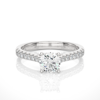 1.50 Carat Round Cut Moissanite Ring With Bridge Accent In White Gold