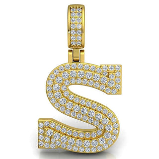 3 Carat Round Shaped Moissanite initial "S" Pendant In White Gold