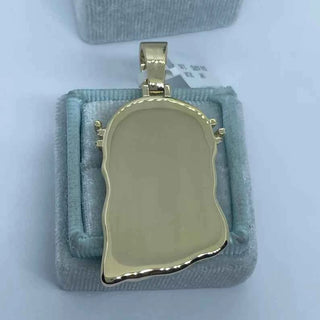 2.80 Ct Round Shape Moissanite Jesus Pendant in Yellow Gold