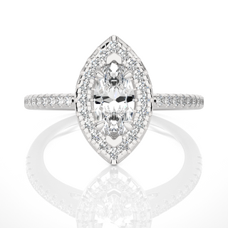 1.50 Ct Marquise Cut Moissanite Halo Engagement Ring In Silver