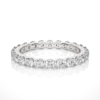 1 Ct Round Cut Moissanite Bar Setting Wedding Band In White Gold