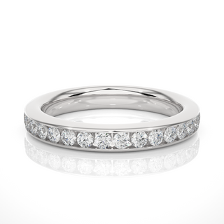 1 Carat Round Shape Moissanite Wedding Band In White Gold For Women