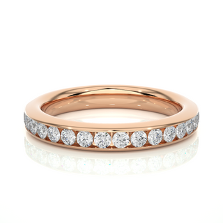1 Carat Round Shape Moissanite Wedding Band In Yellow Gold For Women