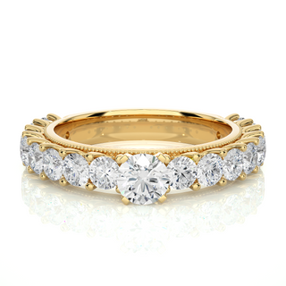 3 Carat Round Moissanite Engagement Ring With Beads In Rose Gold