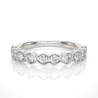 1 Ct Round Moissanite Wedding Band For Women In Silver