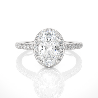 2 Ct Oval Cut Moissanite Halo Engagement Ring In Silver