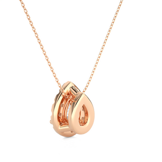 1 Ct Pear Shaped Moissanite Halo Pendant In Rose Gold