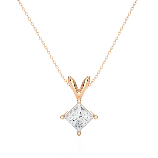 0.5 Carat Princess Cut Moissanite Solitaire Pendant in White Gold