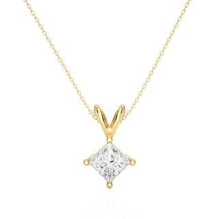 0.5 Carat Princess Cut Moissanite Solitaire Pendant in White Gold