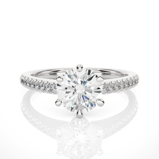 1.50 Ct Round Moissanite Six Prong Engagement Ring In Silver