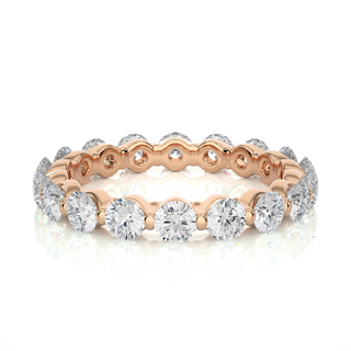 1.50 Ct Bar Setting Round Moissanite Eternity Band In Rose Gold