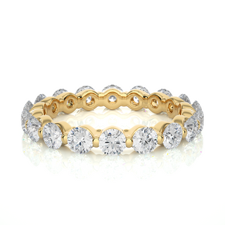 1.50 Ct Bar Setting Round Moissanite Eternity Band In Yellow Gold