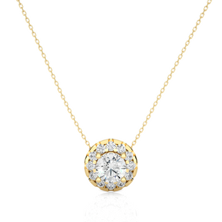 0.50 Carat Slim Scallop Halo Round Moissanite Pendant In White Gold