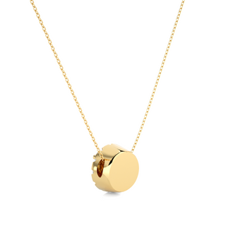 0.50 Cat Slim Scallop Halo Round Moissanite Pendant In Yellow Gold