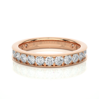 1.50 Ct Round Moissanite Channel Setting Wedding Band In Rose Gold