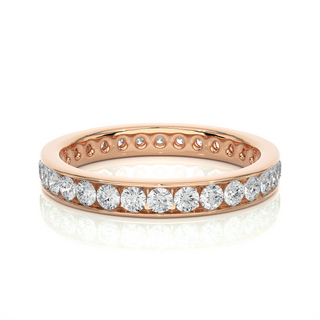 2 Ct Round Moissanite Pave Setting Band In Yellow Gold
