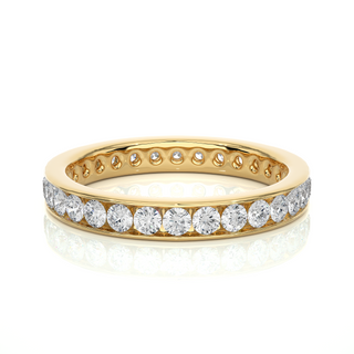 2 Ct Round Moissanite Pave Setting Band In Yellow Gold