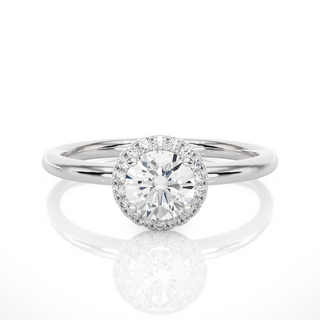 0.50 Ct Halo Round Moissanite Engagement Ring In White Gold