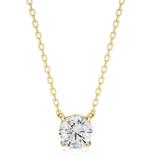 1 Carat Round Moissanite Solitaire Pendant In Yellow Gold