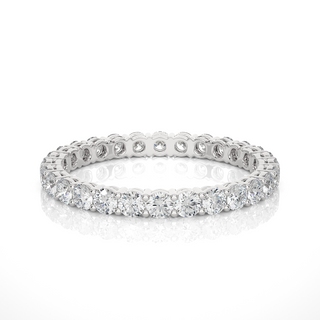 1 Ct Round Moissanite Surface Prong Eternity Band In Silver