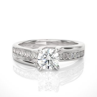 1.50 Ct Round Moissanite Bypass Channel Set Ring In Rose Gold