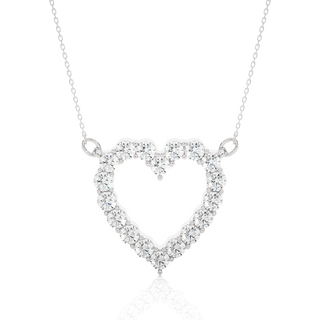0.50 Ct Heart Shape Round Moissanite Pendant In Silver