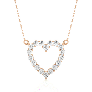 0.50 Ct Heart Shape Round Moissanite Pendant In Rose Gold