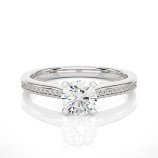 1.40 Carat Round Cut Moissanite Engagement Ring  In White Gold