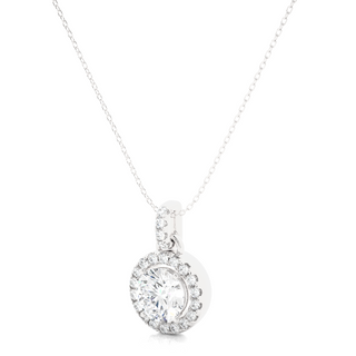 Round Stone with Halo Moissanite Pendant white gold
