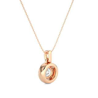 1.50 Carat Halo Round Moissanite Pendant In Rose Gold