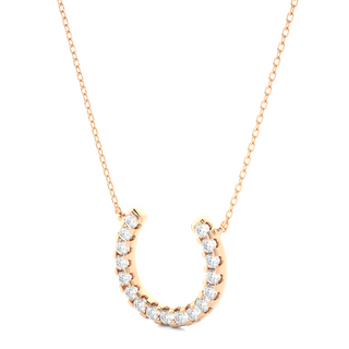 0.5 Ct Horse Shoe Design Round Stone Moissanite Pendant In Rose Gold