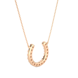 0.5 Ct Horse Shoe Design Round Stone Moissanite Pendant In Rose Gold