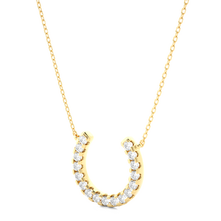 0.5 Ct Horse Shoe Design Round Stone Moissanite Pendant In Yellow Gold