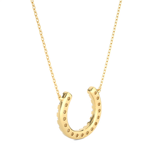 0.5 Ct Horse Shoe Design Round Stone Moissanite Pendant In Yellow Gold